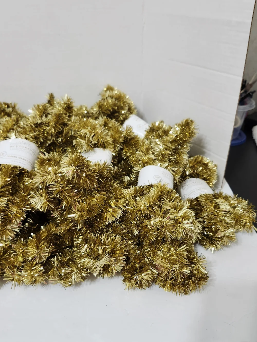 Gold Tinsel Holiday Wired Garland Crafts Gift Baskets Wreaths Decor Home Office